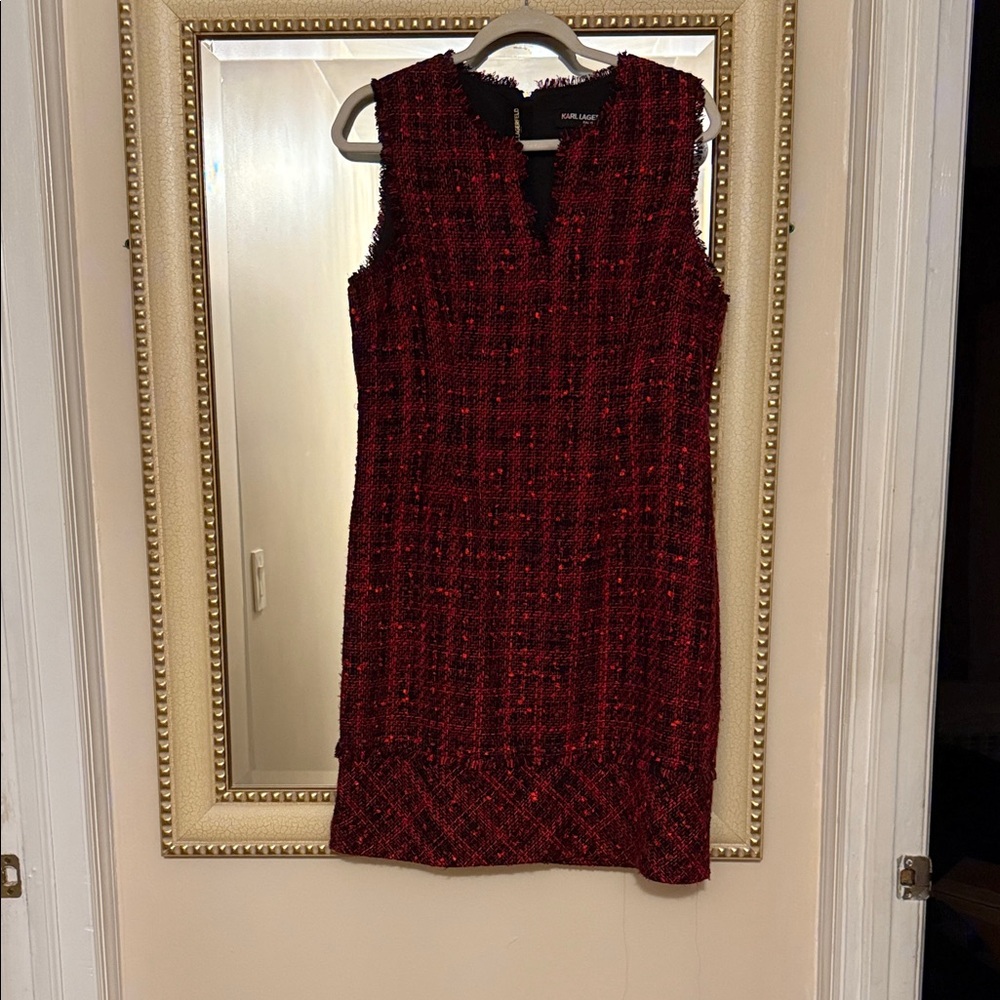 Karl Lagerfeld Scarlet Tweed Mini Dress